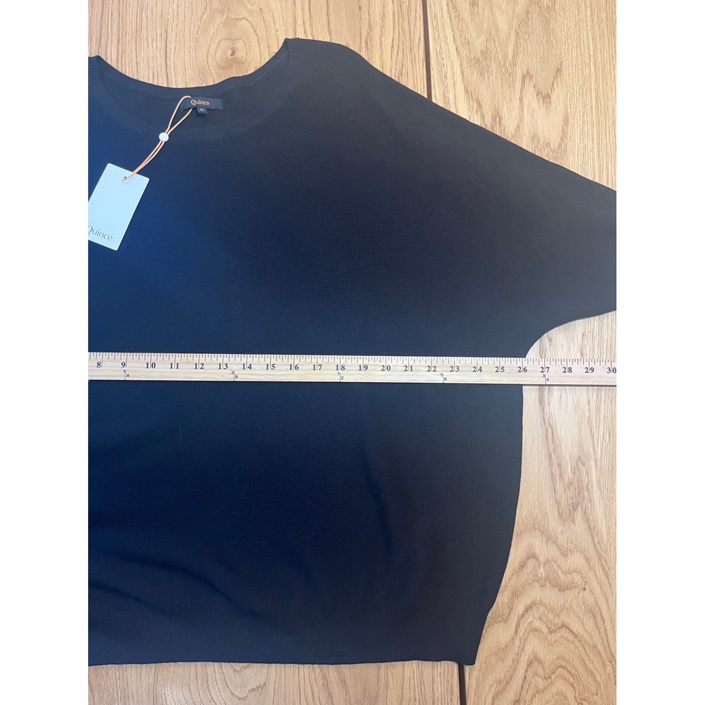 Quince Organic Cotton Cashmere Batwing Sweater Women XL Black Quiet Luxury - Picture 6 of 9